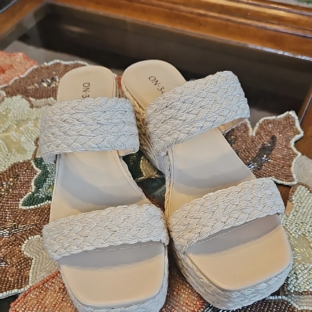 ON Women's Braided Espadrille Wedge Sandals in Cream